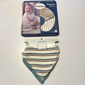 Bundle of NWT boppy cover and Carter’s bandana bibs